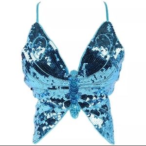 Y2k sequins butterfly halter top